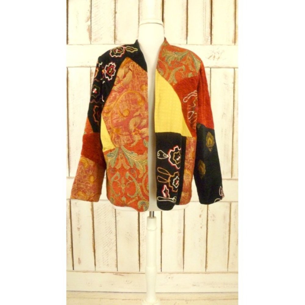 Embroidered Patchwork Tapestry Vintage Cardigan J… - image 5